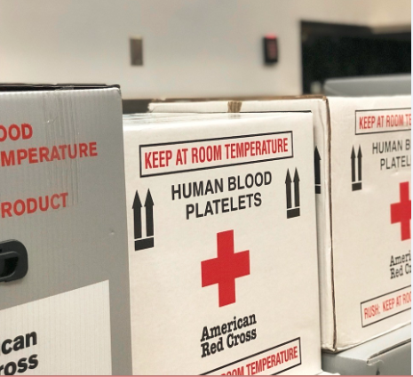 American Red Cross box of human blood platelets.